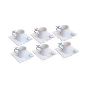 Jogo de Xícaras com Pires para Café 6 Pcs Birds - Wolff