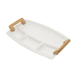 Petisqueira de Porcelana com Alças de Madeira - Rojemac