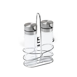 Galheteiro Cucina Parma para Vinagre e Azeite com Suporte 3 Peças Aço Inox - Brinox