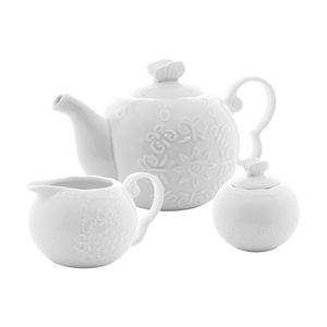 Conjunto para Chá em Porcelana 3 Peças Butterfly - Bon Gourmet