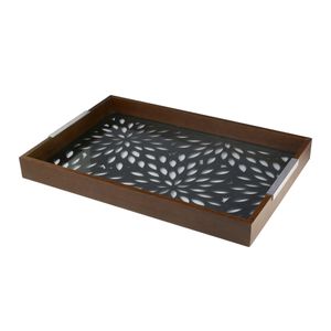 Bandeja Madeira com Vidro Flowers - WoodArt