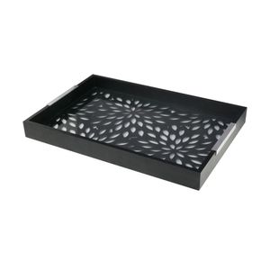 Bandeja de Madeira com Vidro Flowers - Woodart