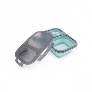 Pote Retrátil Hermético De Silicone com Divisória Water Blue - Oxford