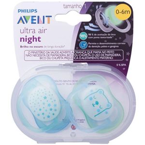 Chupeta Ultra Air Dupla Nighttime 0-6 Meses - Philips Avent