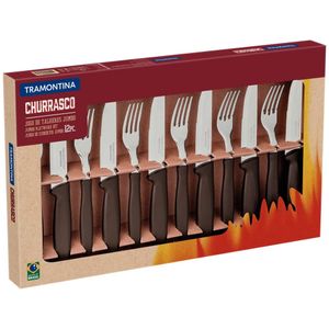 Jogo de Talheres para Churrasco 12 Peças Plenus Marrom - Tramontina