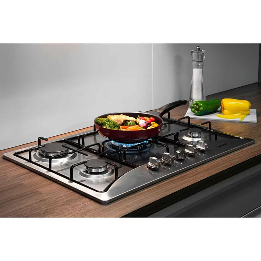 Cooktop 5 Bocas a Gás Tripla Chama Inox Suggar Fretta Home
