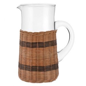 Jarra de Vidro com Rattan Transparente e Marrom 24,5cm - Cross