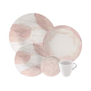 Aparelho de Jantar e Chá Rosé em Porcelana Decorada 20 Peças - Tramontina