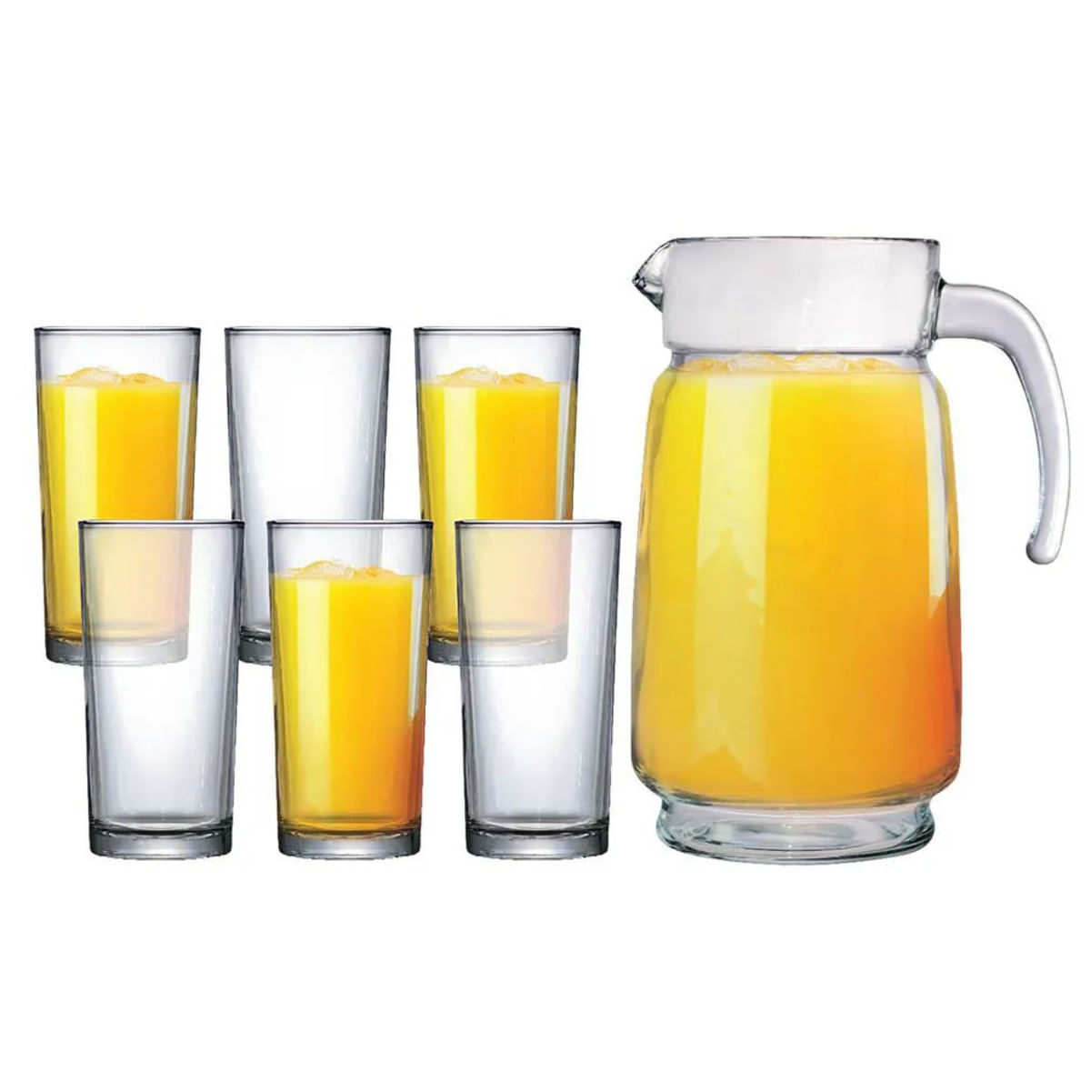 Jogo Para Suco 06 Copos E 01 Jarra Em Vidro Jarra 1 L / Copos 255 Ml em  Promoção e Entrega Rápida