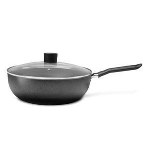 Wok Ebony com Tampa de Vidro 4,1 Litros 28 cm - Brinox