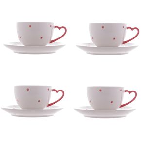 Jogo de Xícaras em Porcelana com Pires 8 peças Petit Pois 200ml - Wolff