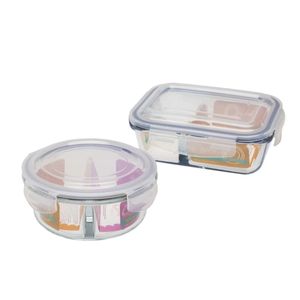 Conjunto de 2 Potes Herméticos de Vidro com Divisórias - Oxford