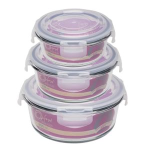 Conjunto de 3 Potes Herméticos de Vidro Redondos - Oxford