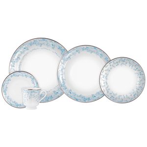 Aparelho de Jantar e Chá 30 Peças em Porcelana Sensile Blu - Schmidt