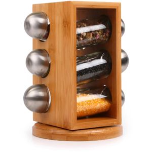 Porta Condimentos Dalia em Bambu Giratório 6 Potes - Jolitex