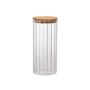 Pote para Mantimentos Canelado Tampa de Bambu 1L 9X20cm - Full Fit