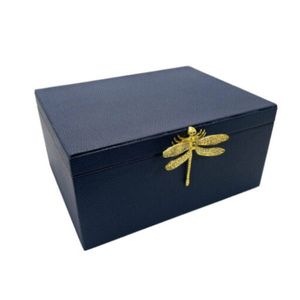 Caixa Decorativa Pequena em Madeira com Libélula de Metal - Lucatti