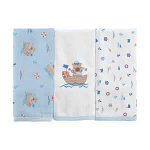 Kit de Toalha Boquinha Bublim Malha 3 Peças 30X35cm 100% Algodão Mar - Incomfral