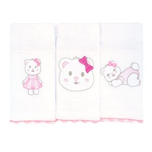 Kit de Toalha de Boquinha 3 Peças Bublim Festone 34x40cm Urso - Incomfral