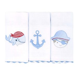 Kit de Toalha de Boquinha 3 Peças Bublim Festone 34x40cm Pirata- Incomfral