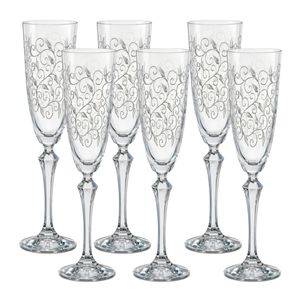 Jogo de Taças Champagne Elizabeth Decorada 6 Peças 200ml - Full Fit