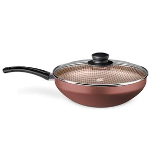 Panela Wok Flora em Alumínio com Tampa 24cm - MTA
