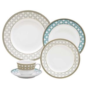 Aparelho de Jantar e Chá Flamingo Palhinha Brasileira 30 Peças Porcelana - Oxford