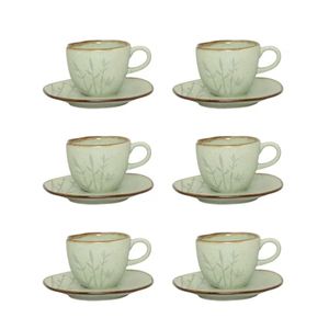 Conjunto de Xícaras de Chá 12 Peças Bambu 220ml - Oxford