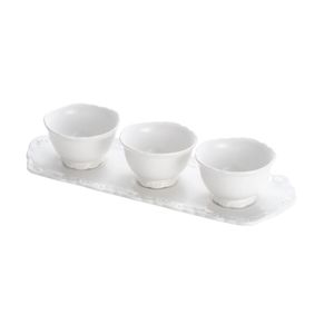 Conjunto Petisqueira 3 Peças com Bandeja em Porcelana - Wolff