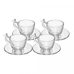 Conjunto 4 Xícaras Com Pires 80ml Bird Em Cristal Ecológico - Wolff