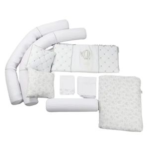 Kit Berço 9 Peças Cegonhas 100% Algodão Suedine e Matelassê - Hug