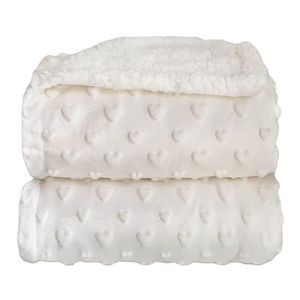 Cobertor Infantil Plush com Sherpa e Relevo de Corações - Laço Bebê