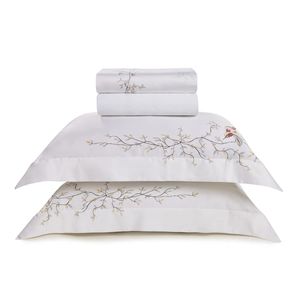 Jogo de Cama Queen Uccelli 4 Peças 100% Cetim de Bambu 300 Fios - Trussardi