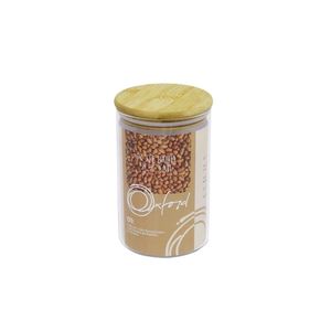 Pote Redondo Com Tampa de Bambu 900ml Vidro Borosilicato Bahia - Oxford