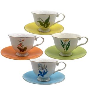Jogo de 6 Xícaras para Chá Flora 220ml New Bone China - L'Hermitage